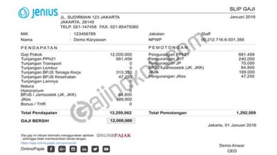 Gaji pegawai jenius