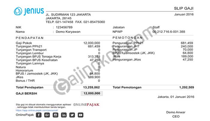 Gaji pegawai jenius