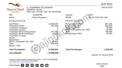 Gaji karyawan pabrik tekstil semua jabatan