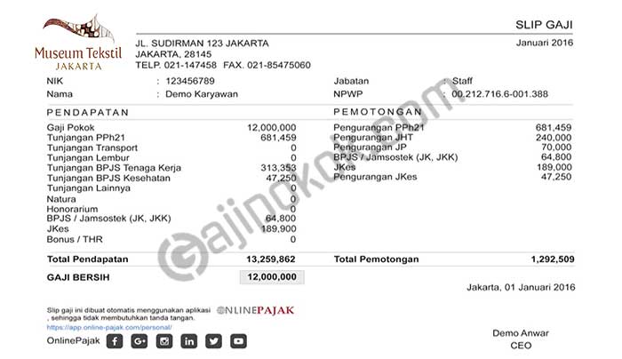 Gaji karyawan pabrik tekstil semua jabatan