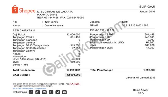 Gaji karyawan shopee semua jabatan